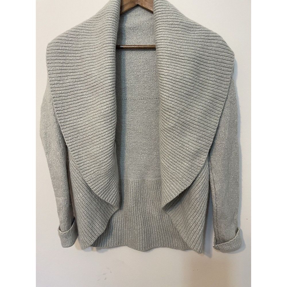 Vince Wool Cashmere Silk Gray Shawl Collar Open Front Cardigan‎ Sweater Sz M